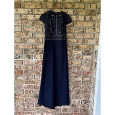 TADASHI SHOJI Catrine Lace Bodice Gown Women  s Size 4 Navy Beautiful Condition 