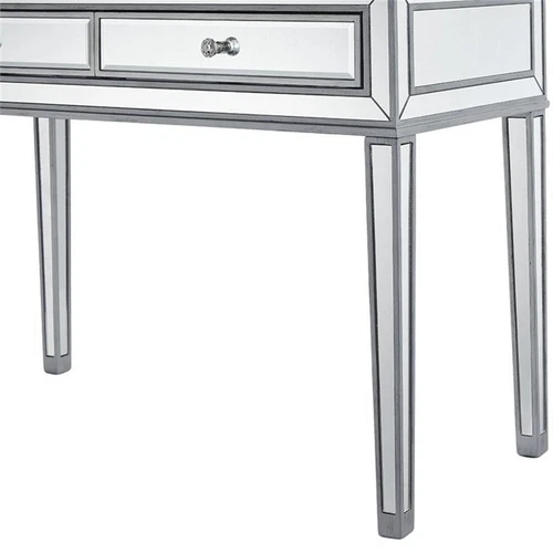 Elegant Decor Reflexion 2 Drawer Mirrored Bedroom Vanity Desk in Antique Silver - Picture 12 of 12