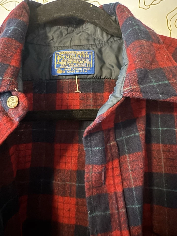 Pendleton Virgin Wool Plaid Shirt Woman’s Large Plaid  USA 1980’s 055 - Image 3 of 4