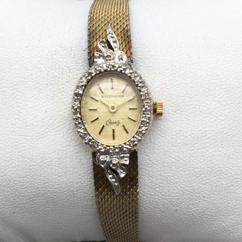 Wattnauer Gold Plated With Crystals Women Vintage Bracelet Watch. Working Good. m_6941c27f44ad4d64a9246091.jpg main image 3