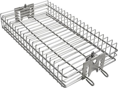 6042 BBQ Stainless Steel Flat Spit Rotisserie Grill Basket for Any Grill, Fits 1