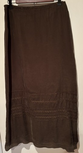 Johnny Was Item Vintage Rayon Skirt Brown Embroidery Medium Read