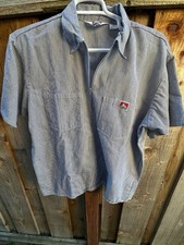 VINTAGE Ben Davis Shirt Men XL Gray Striped 1/4 Zip Work Made USA -D 83