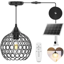 Vintage Hanging Solar Chandelier, Dimmable 2700K Shed Lights Indoor/Outdoor w...
