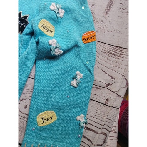 BEREK Cute Dog Sweater Light Blue Size S Cardigan Bones On Buttons - Picture 6 of 14