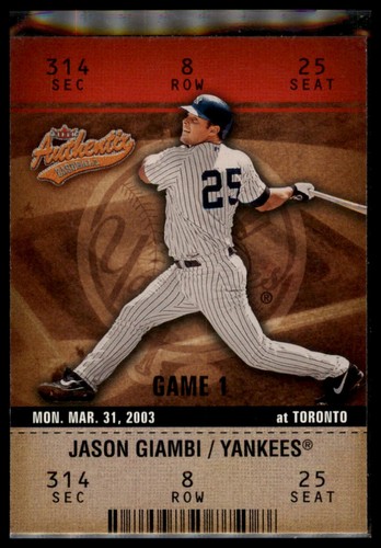 2003 Fleer Authentix Jason Giambi #77 card