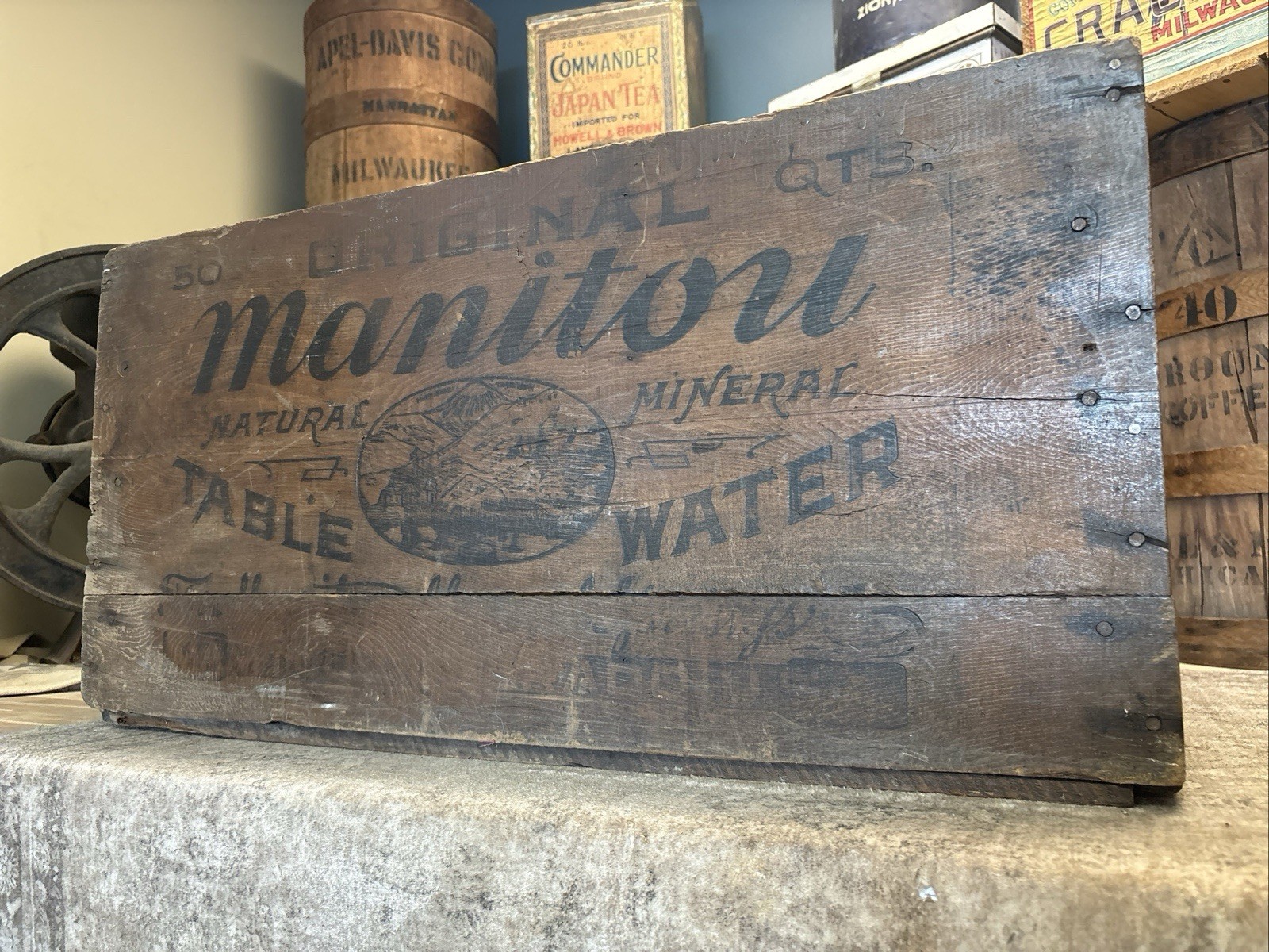 Vintage Wooden Crate Manitou Mineral Water Colorado Mountain Cabin Decor Box