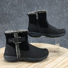 Easy Spirit Boots Womens 7M Ember Snow Black Leather Round Toe Comfort Ankle Top