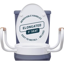 Lunderg Raised Toilet Seat with Handles Elongated 3 Inches 300lbs
