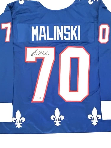 Sam Malinski Signed Jersey Beckett BAS Auto Colorado Avalanche XL NHL Nordiques