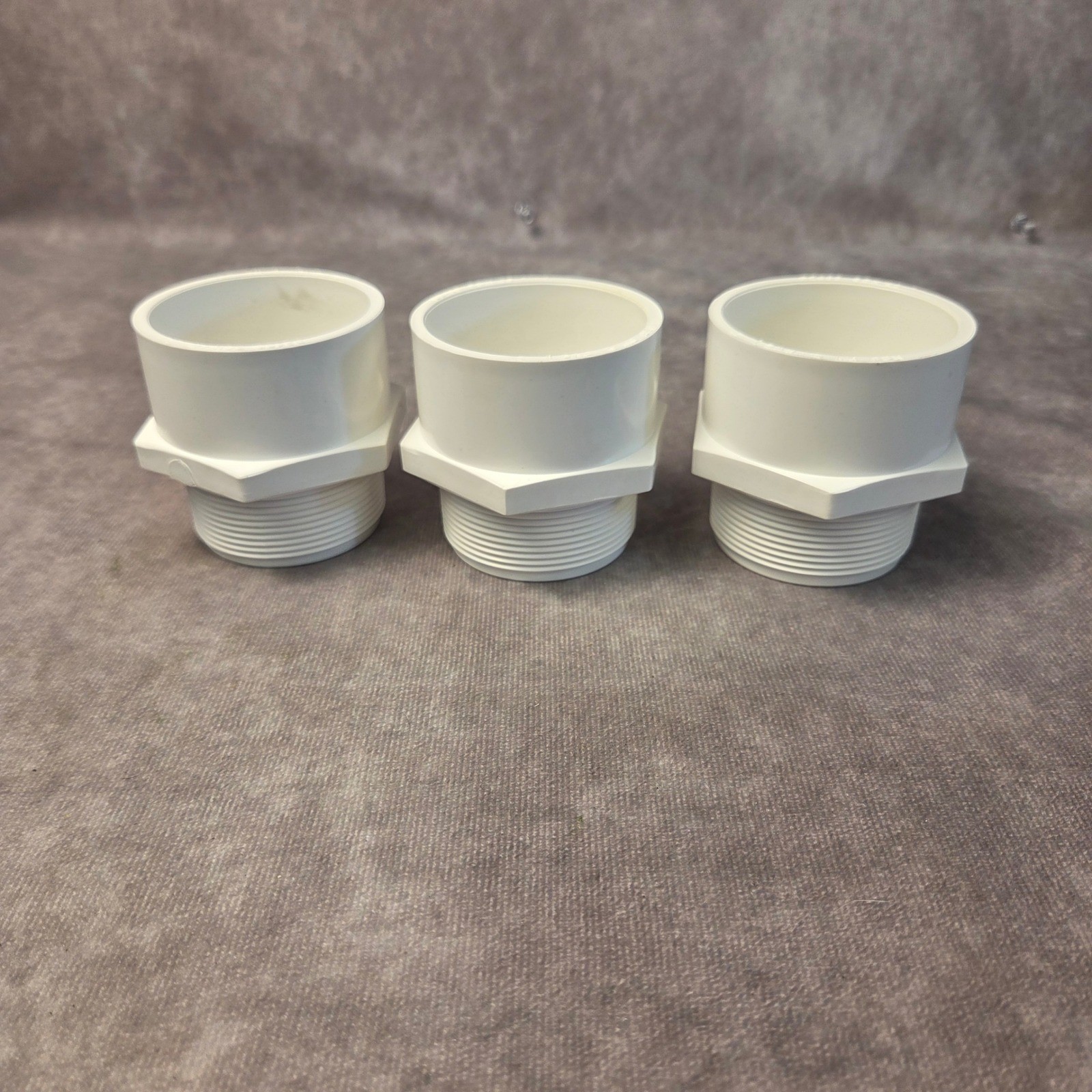 Lot of 3 PVC Schedule 40 Male Adapter Slip x MPT White Pipe Fittings NSF PW-G