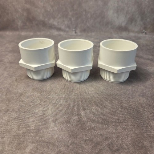 Lot of 3 PVC Schedule 40 Male Adapter Slip x MPT White Pipe Fittings NSF PW-G
