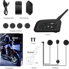 EJEAS Motorcycle Helmet Bluetooth Headset V6 Pro, 2-Way 1200M Motorbike Intercom