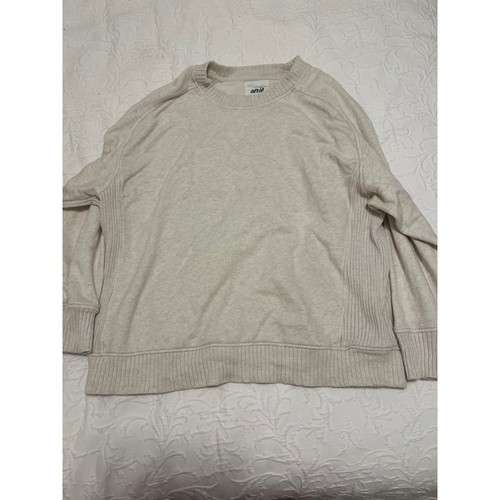 Aerie Oatmeal Heather Oversized Ribbed Side Crewneck Sweatshirt Women's M