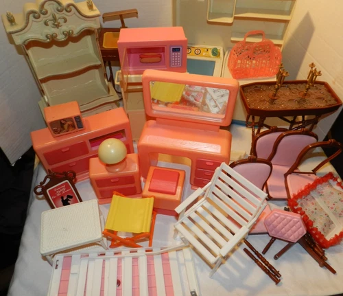 BIG  Lot of Vintage Barbie Dream House Furniture 70's & 80's Wash/Dreyer 25pc.