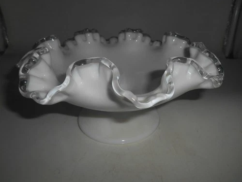 Very Pretty Fenton  Silver Crest 8" Crimped Edge Footed Bowl