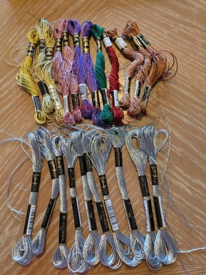 Embroidery Floss Cross Stitch Metallic Threads Lot 9 Anchor 11 DMC lot-FREE SHP
