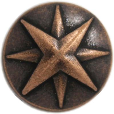 10 Pieces Asterisk Metal Shank Buttons. 20Mm (3/4 Inch) (Antique Copper)