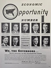 Southeastern Governors Conference Invites Industry Vintage Print Ad 1939