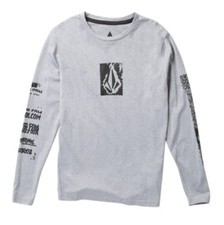 VOLCOM Boys Anti UV Long Sleeve Rashguard Shirt w/ UPF 30 , Gray, S -  35 