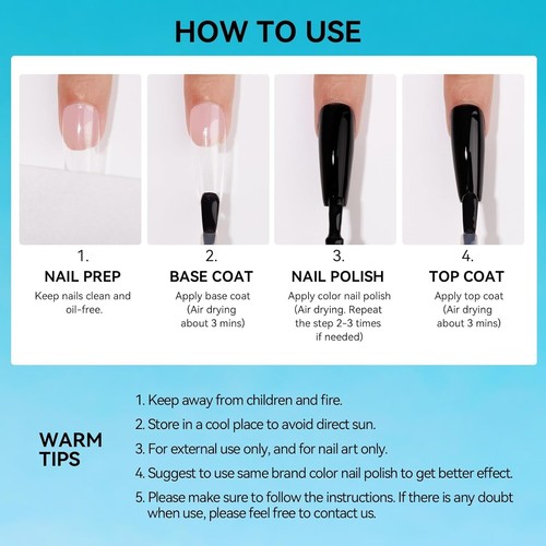 Base and Top Coat Nail Polish Quick Dry, 15Ml/0.5Oz Basic Nail Polish Non Gel, A - Picture 7 of 8