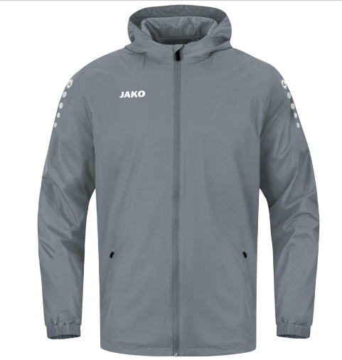 JAKO Full Zip Team Rain Hooded Jacket Grey Waterproof BNWT RRP £48