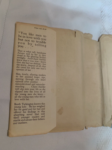 1928 Vintage Claire Ambler Book by Booth Tarkington ( First Edition HC/DJ) - Picture 16 of 17