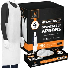Xpose Safety 24 x 48 Inch Heavy Duty 4 Mil Thick Disposable Aprons 250 Pack