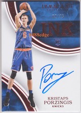 2015-16 IMMACULATE INK RED RC AUTO: KRISTAPS PORZINGIS #2/25 ROOKIE AUTOGRAPH