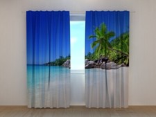 3D Photo Curtain Printed Palm tree on the Beach by Wellmira Made to Measure