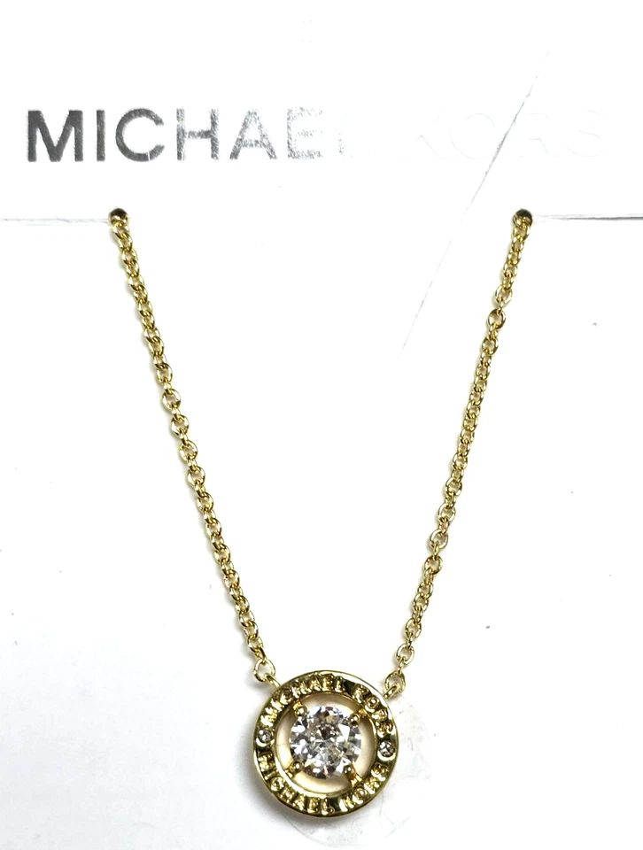 Collana Halo In Ottone Dorato Con Charm In Cristallo Trasparente MKJ0100A - Immagine 3 di 4