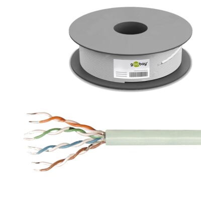 100m CAT5e U/UTP Kabel Netzwerk starr Installation Verlege Patch LAN DSL