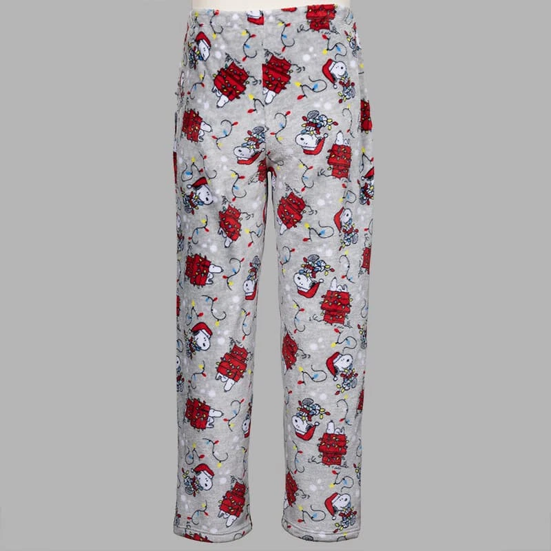 Oficial Peanuts Snoopy Gris Navidad Papá Noel Cómodo Pijama Ropa de Dormir Pantalones de Salón Foto 2 de 2