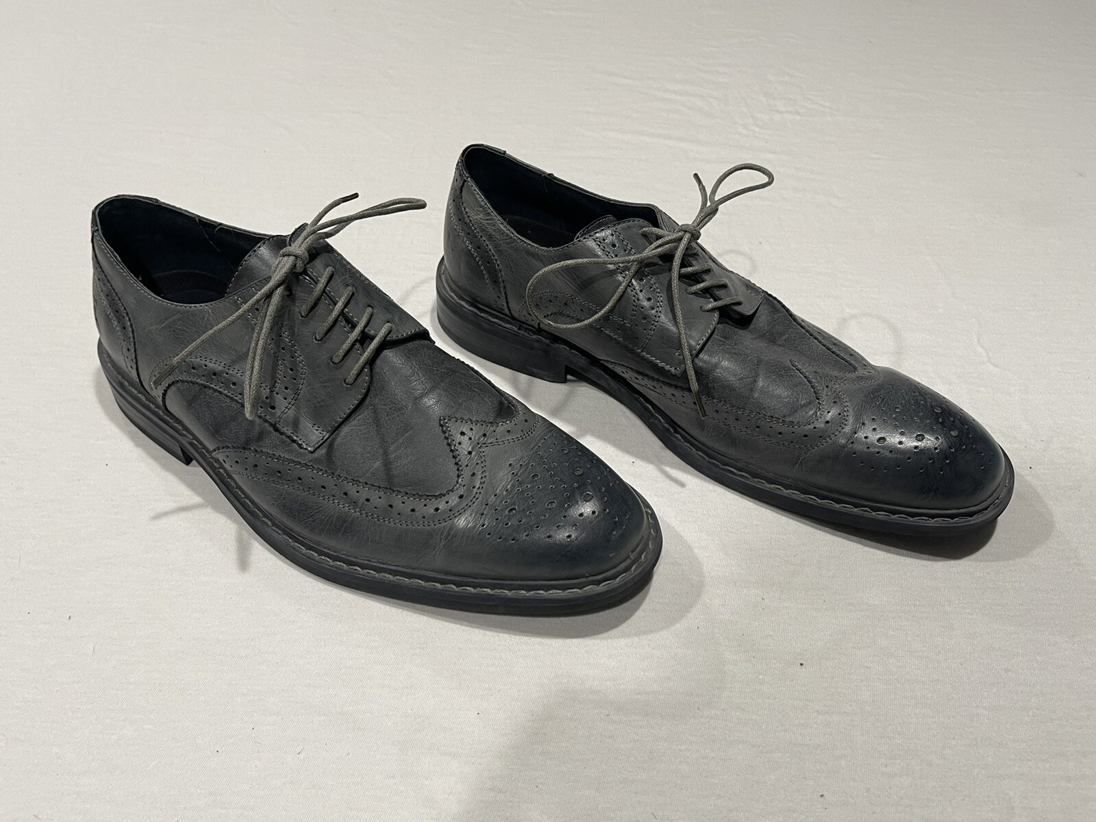 SAOLA Scarpe eleganti Oxford Penguin Welton da uomo in pelle grigia invecchiata a coda di rondine taglia 12