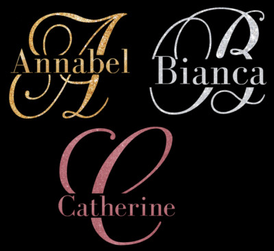 Personalised Script Initial with name IRON ON Heat Transfer 5 INCH WIDTH