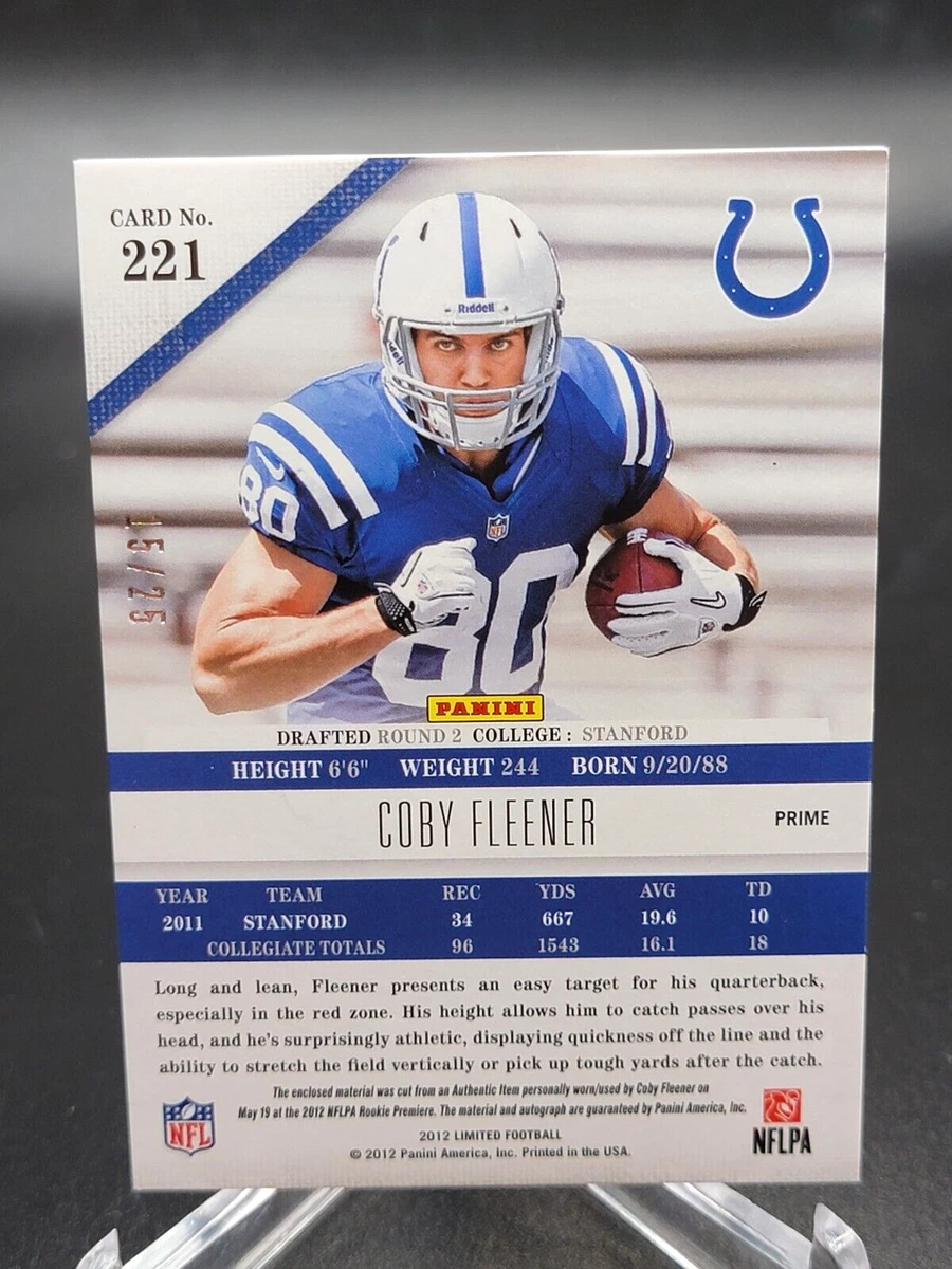 Coby Fleener 2012 Panini Limited Phenoms RC Jersey Auto Rookie 15