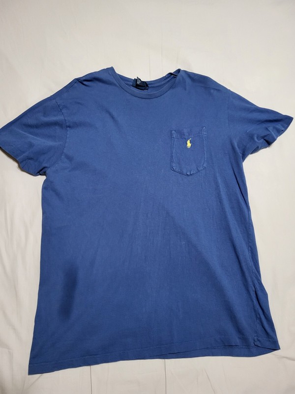 Polo By Ralph Lauren Medium Sky Blue Short-sleeve Yellow Horse Small Pin Hole 