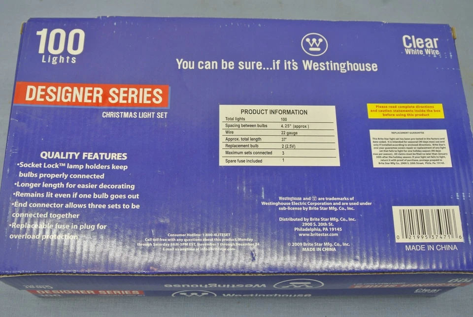 LOTE DE 2 LUCES DE NAVIDAD WESTINGHOUSE 100 LUCES CABLE BLANCO TRANSPARENTE INTERIOR/EXTERIOR Foto 4 de 4