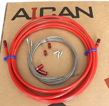 Aican Premium bike Road Brake cable housing set kit Alloy Ferrules Red