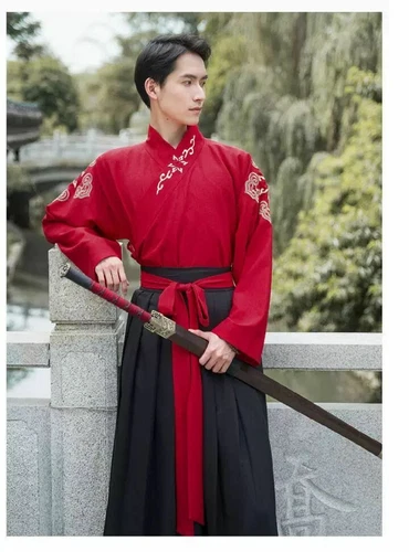 Vestido largo Element Hanfu artes marciales rojo bordado chino - Imagen 7 de 17