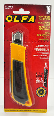Olfa L-2/BB 18mm Heavy Duty Snap-Off Utility Knife Rubber Grip New in Package