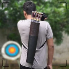 Archery Handmade Arrow Quivers Genuine Cowhide Brown Leather Quiver for Hunting