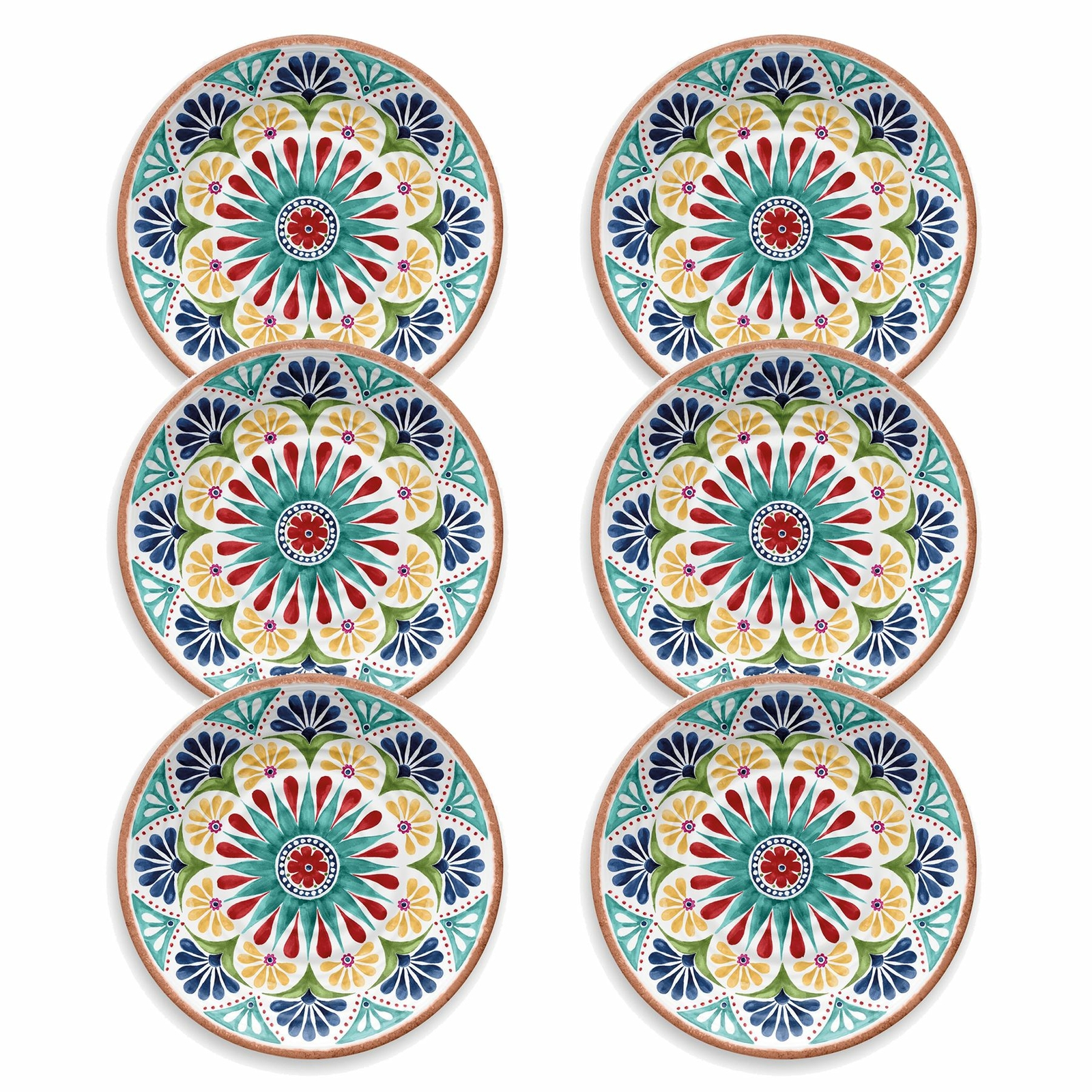 Purely Home Rio Medallion Outdoor/Camping/BBQ-Plastic/Melamine Dinner Plates x 6