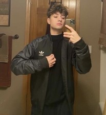 Adidas Originals Vintage Super Rare Bomber Satin Jacket Black Gray