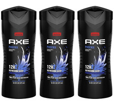 3Pk Axe Men Phoenix Crushed Mint  Rosemary 12Hr Refreshing Scent Body Wash 16oz