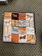 Women "Unbranded" horse print brown, orange ivory scarf. 25" by 25". P.O.