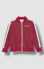 $465 Palm Angels Kids Girl's Pink Shimmery Logo Stripe Track Jacket Size 4