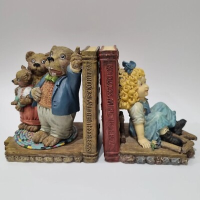 Vintage Goldlöckchen und die drei Bären Keramik Buchstützen selten Kinderdeko