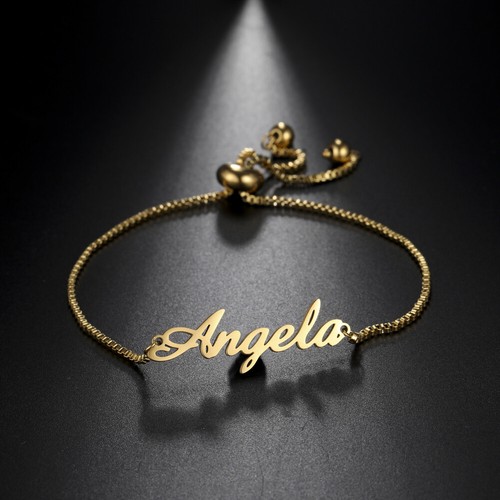 Neu personalisiertes individuelles Name Armband verstellbare Box Kette Perlen Muttertagsgeschenke - Bild 11 von 22