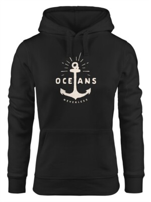 Hoodie Damen Anker Motiv maritim Schriftzug Oceans Kapuzen